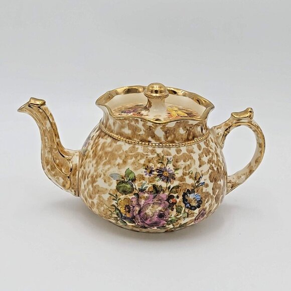 Arthur Wood 3125 Teapot – England – Vintage Floral Gilded Globe Mark – 1930s–40s - Picture 3 of 10